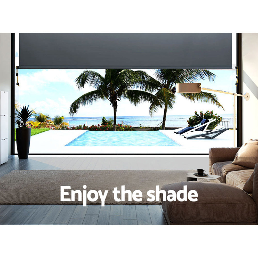 Instahut Outdoor Blind Privacy Screen Roll Down Awning Canopy Window 1.5X2.5M-Home & Garden > Shading-PEROZ Accessories