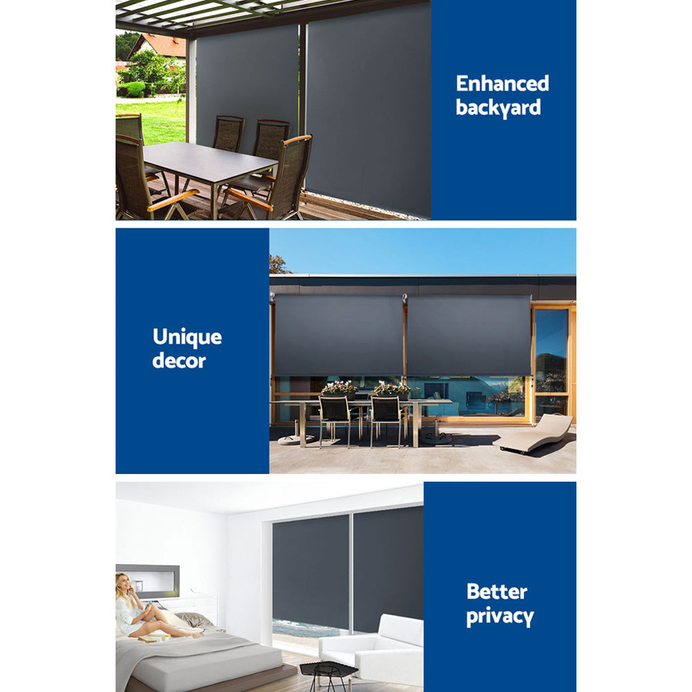 Instahut Outdoor Roller Blinds Roll Down Shade Retractable Window 2.1X2.5M-Home & Garden > Shading-PEROZ Accessories
