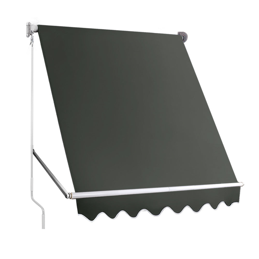 Instahut Window Fixed Pivot Arm Awning Outdoor Blinds Retractable Canopy1.8X2.1M-Home & Garden > Shading-PEROZ Accessories