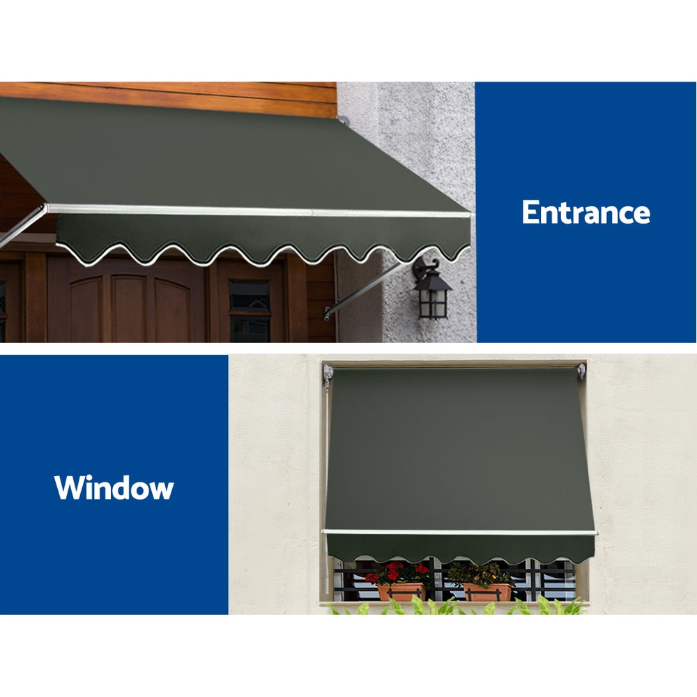 Instahut Window Fixed Pivot Arm Awning Outdoor Blinds Retractable Canopy1.8X2.1M-Home & Garden > Shading-PEROZ Accessories