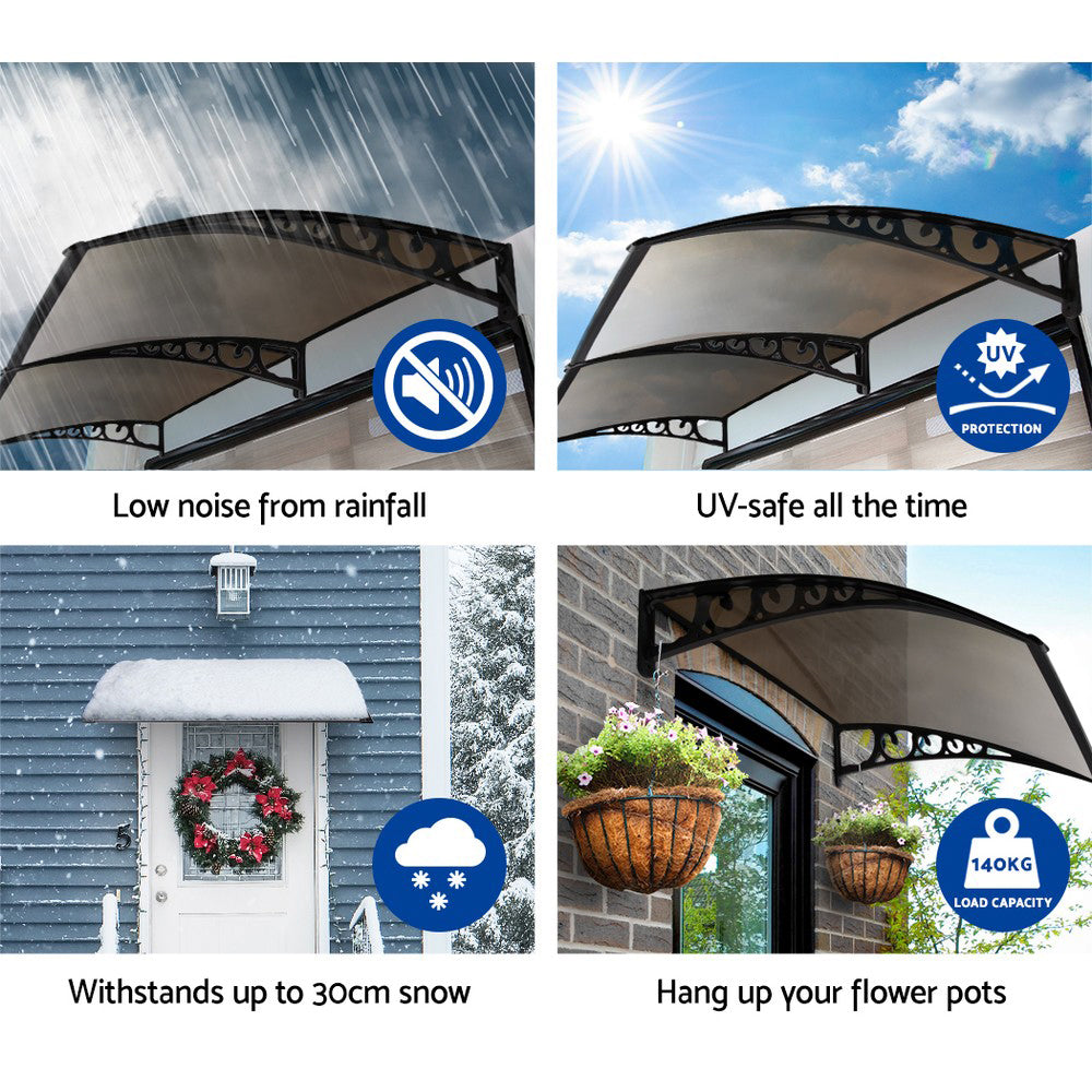 Instahut DIY Window Door Awning Brown 1 x 1M-Home & Garden > DIY-PEROZ Accessories