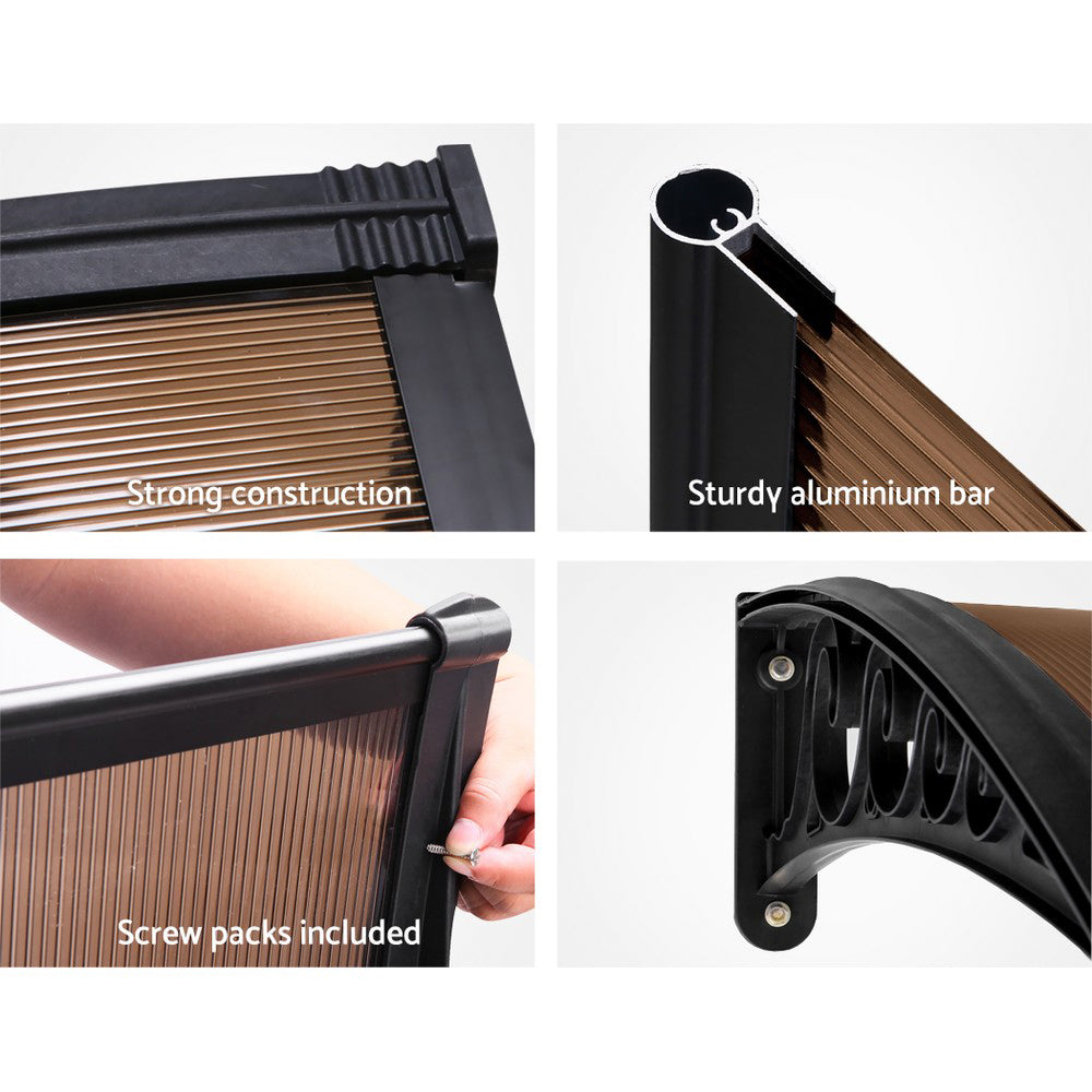 Instahut DIY Window Door Awning Brown 1 x 1M-Home & Garden > DIY-PEROZ Accessories