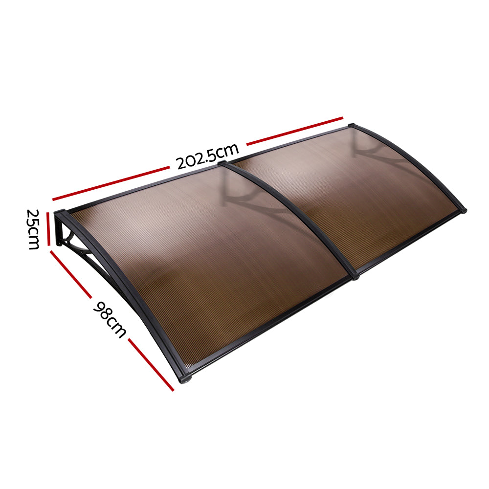 Instahut Window Door Awning Door Canopy Patio UV Sun Shield BROWN 1mx2m DIY-Home & Garden > Shading-PEROZ Accessories