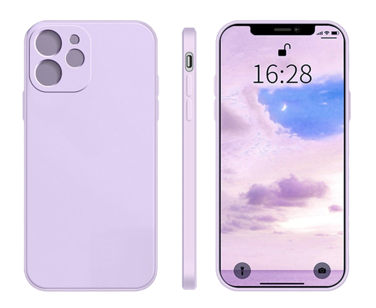 Anymob iPhone Purple Fashion Square Silicone Phone Case For IOS Full Lens Protection Cover iPhone Compatible-Mobile Phone Cases-PEROZ Accessories