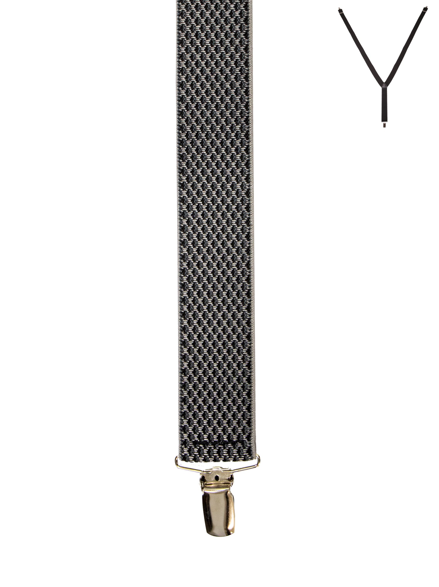 BRACES. Y-Back with Nickel Clips. Jacquard Print. Grey. 35mm width.-Braces-PEROZ Accessories