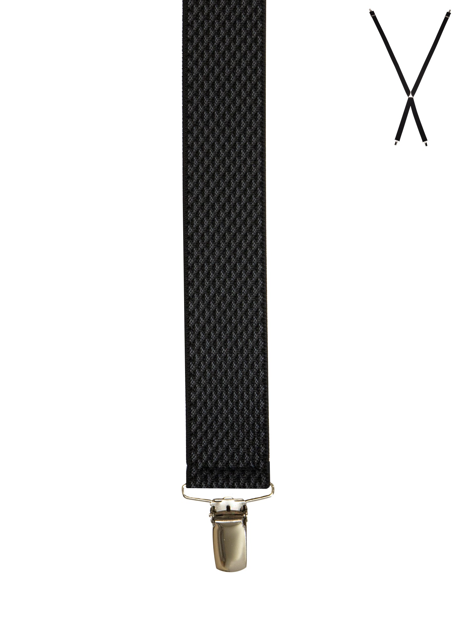 BRACES. X-Back with Nickel Clips. Jacquard Print. Black. 35mm width.-Braces-PEROZ Accessories