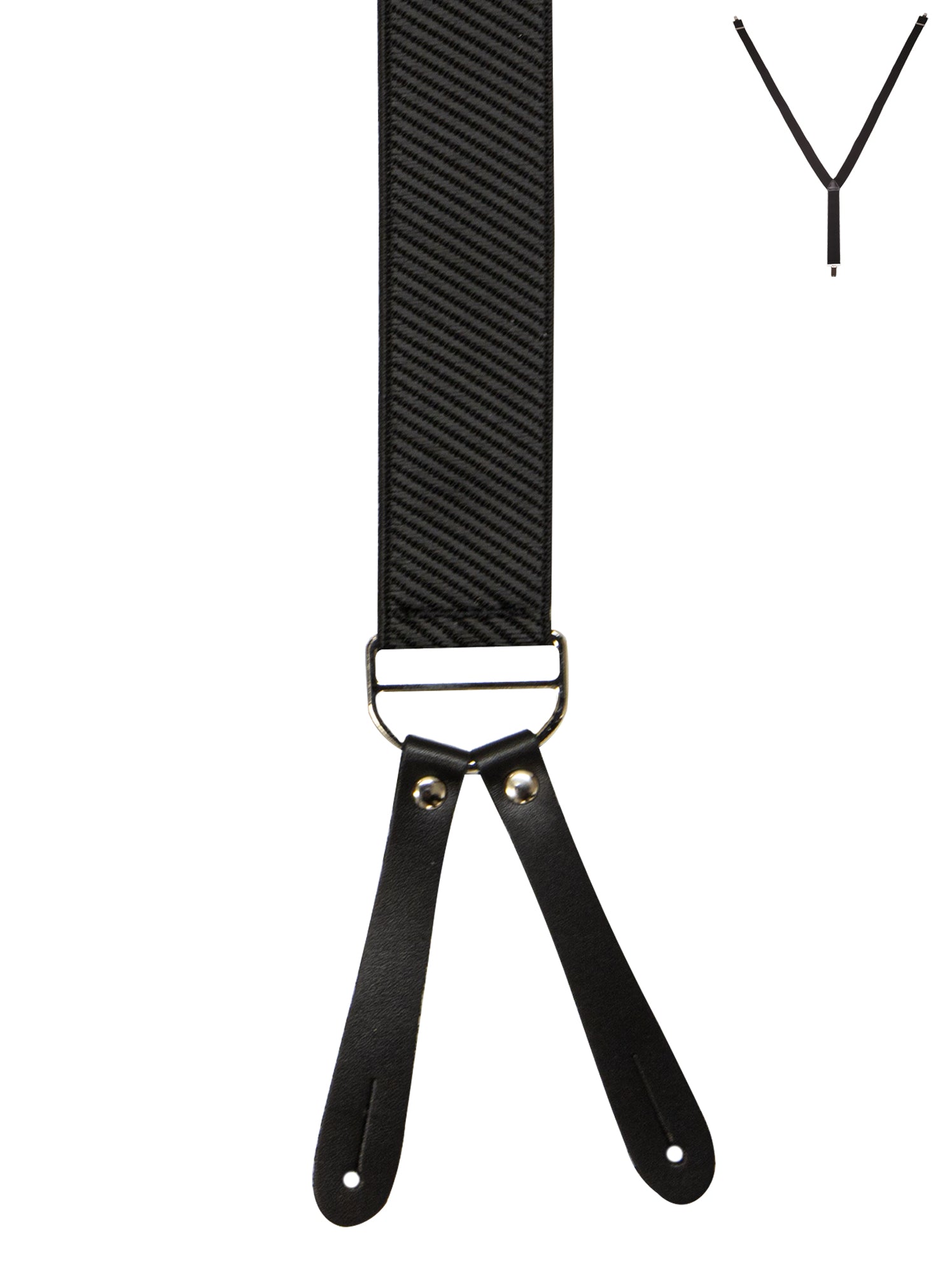 BRACES. Y-Back with Leather Ends. Diagonal Stripe Print. Black. 35mm width.-Braces-PEROZ Accessories