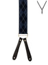 BRACES. Y-Back with Leather Ends. Argyle Print. Navy. 35mm width.-Braces-PEROZ Accessories