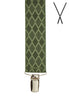 BRACES. X-Back with Nickel Clips. Harlequin Print. Green. 35mm width.-Braces-PEROZ Accessories