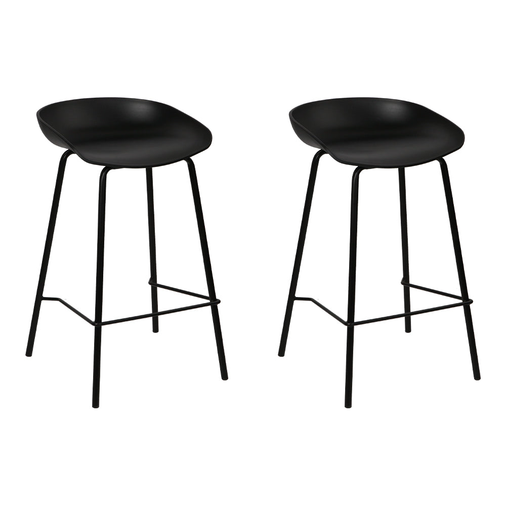Artiss Set of 2 Metal Bar Stools - Black-Furniture &gt; Bar Stools &amp; Chairs - Peroz Australia - Image - 2