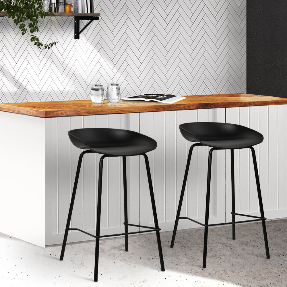 Artiss Set of 2 Metal Bar Stools - Black-Furniture &gt; Bar Stools &amp; Chairs - Peroz Australia - Image - 1