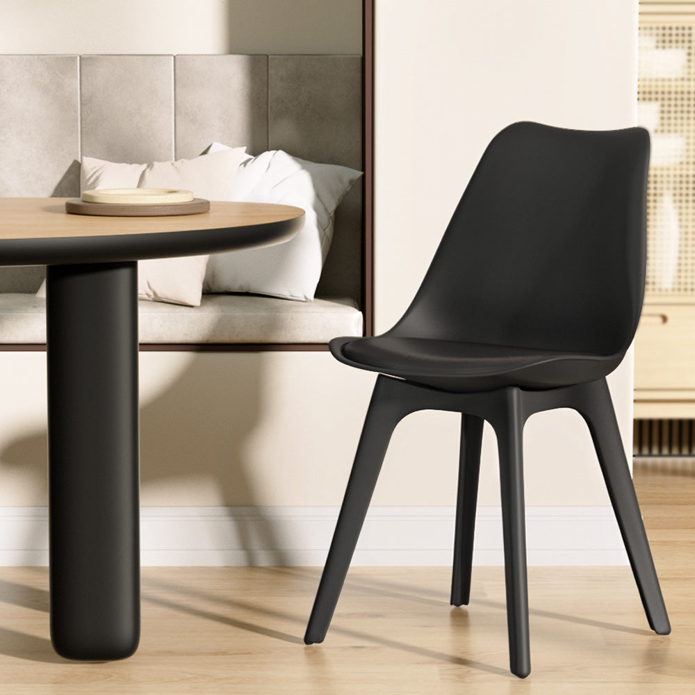 Artiss Set of 4 Retro Padded Dining Chair - Black-Furniture &gt; Dining - Peroz Australia - Image - 1