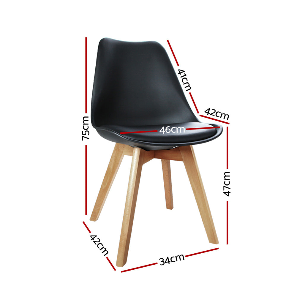 Artiss Set of 4 Padded Dining Chair - Black-Furniture &gt; Dining - Peroz Australia - Image - 2