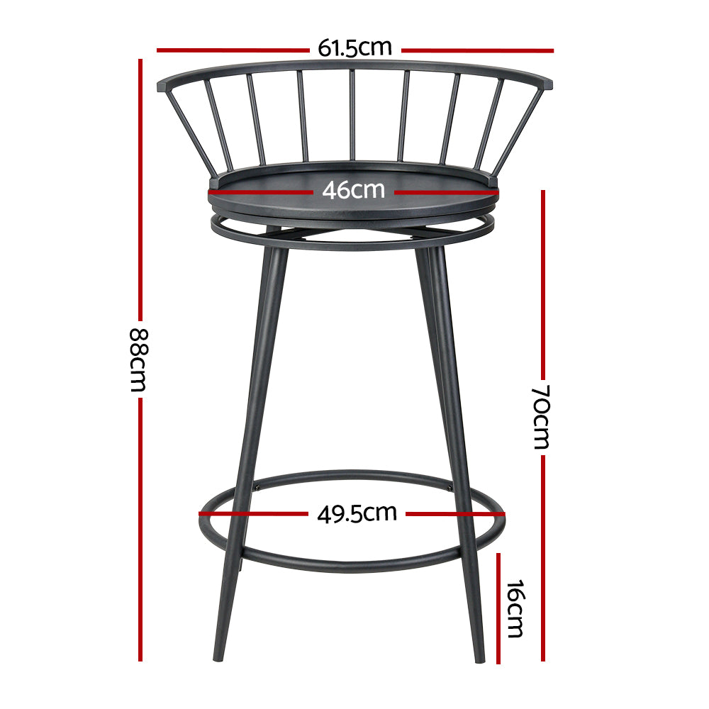 Artiss Bar Stools Kitchen Stools Wooden Dining Chair Swivel Metal Chairs x2-Furniture > Bar Stools & Chairs-PEROZ Accessories