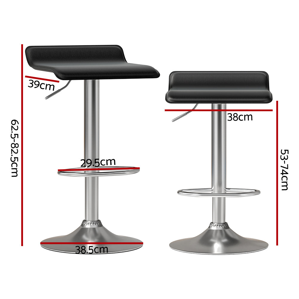 Artiss Bar Stools Kitchen Stool Chairs Dining Gas Lift PU Leather Black x2-Furniture > Bar Stools & Chairs-PEROZ Accessories