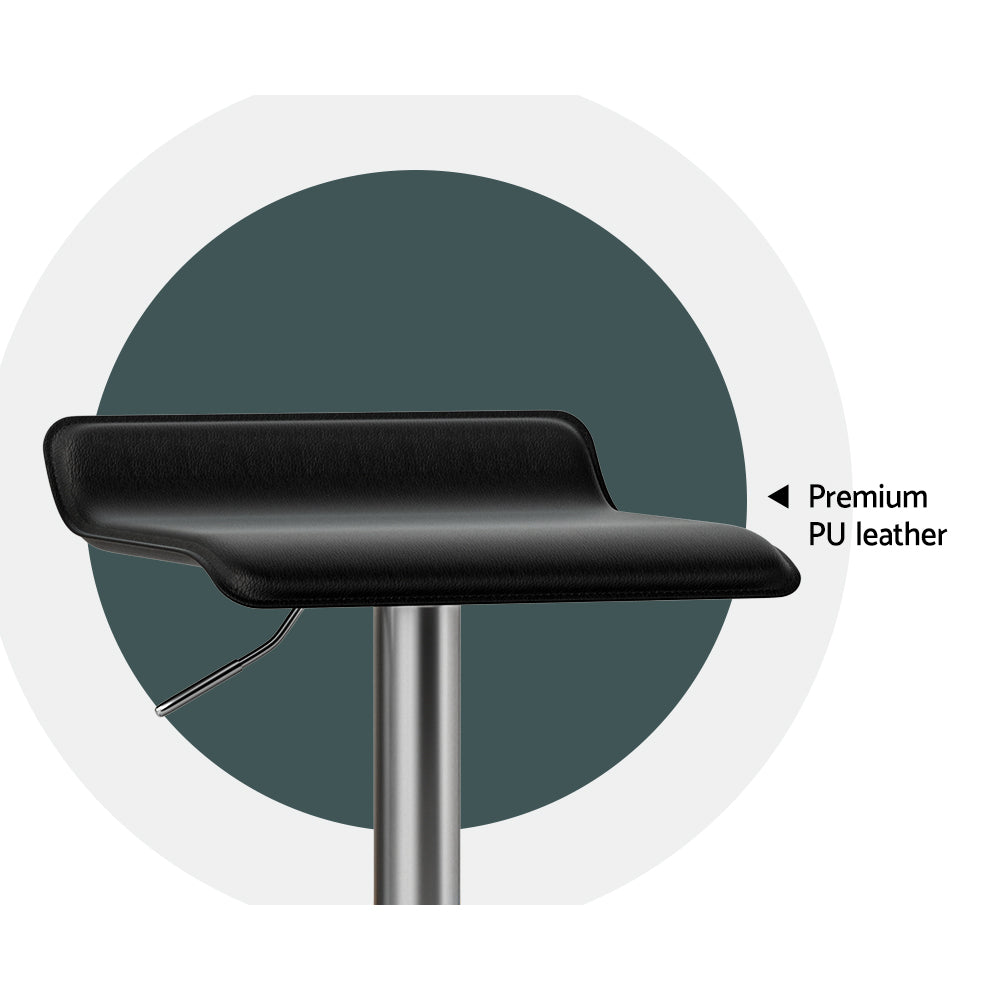 Artiss Bar Stools Kitchen Stool Chairs Dining Gas Lift PU Leather Black x2-Furniture > Bar Stools & Chairs-PEROZ Accessories