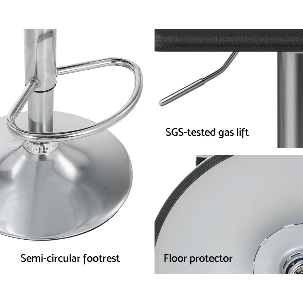 Artiss Bar Stools Kitchen Stool Chairs Dining Gas Lift PU Leather Black x2-Furniture > Bar Stools & Chairs-PEROZ Accessories