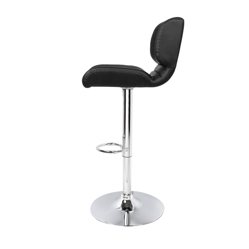 Artiss Set of 2 PU Leather Gas Lift Bar Stools - Black and Chrome-Furniture > Bar Stools & Chairs - Peroz Australia - Image - 5