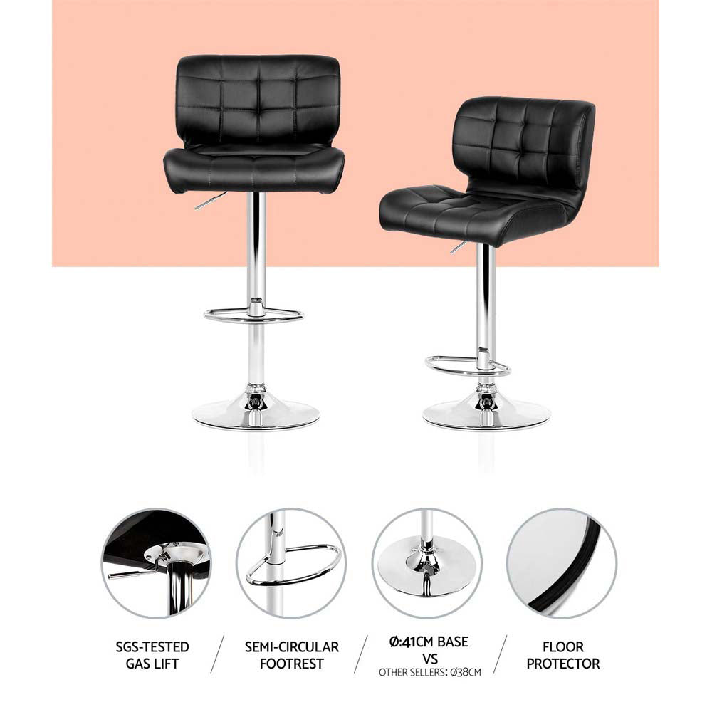 Artiss Set of 4 PU Leather Gas Lift Bar Stools - Black and Chrome-Furniture > Bar Stools & Chairs - Peroz Australia - Image - 5