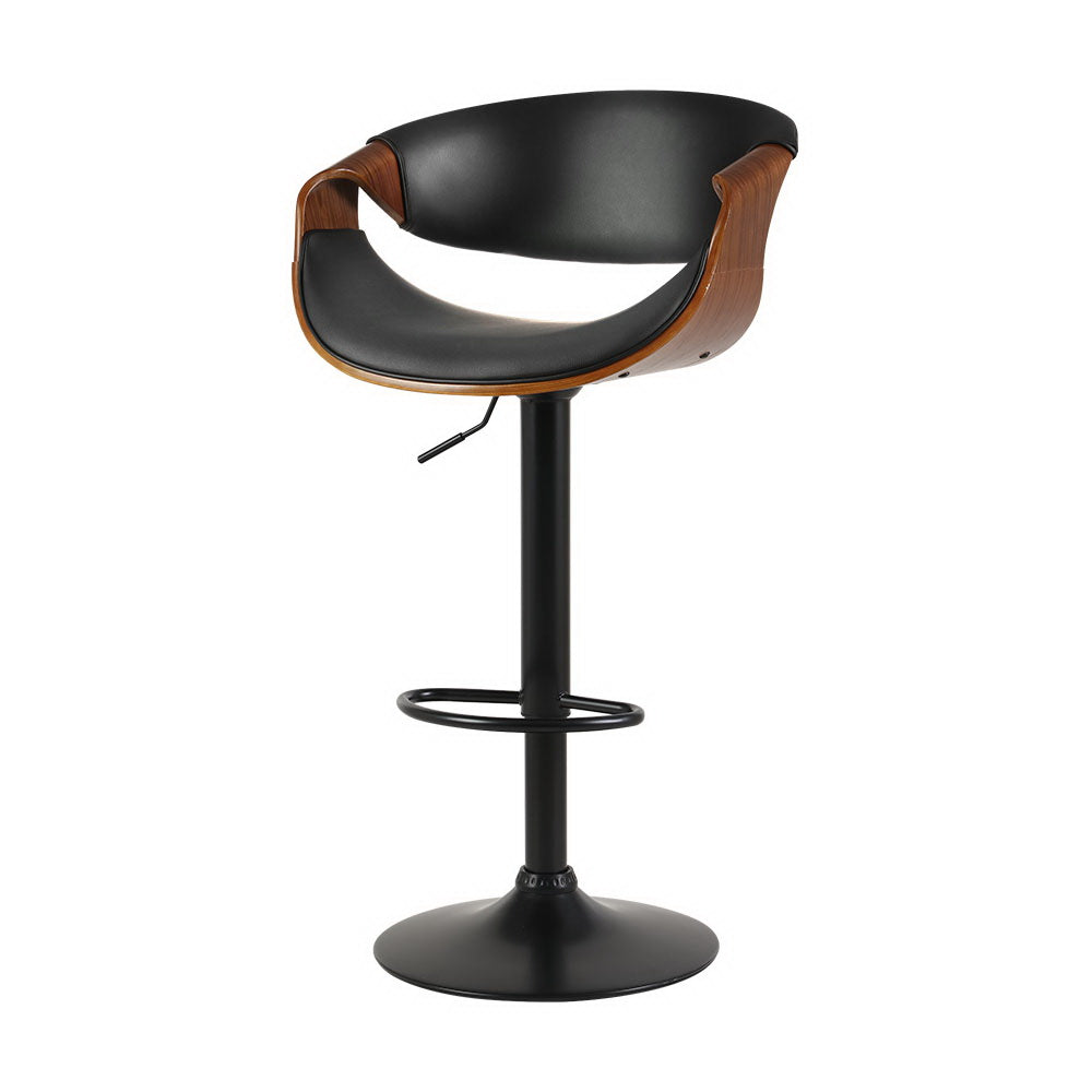 Artiss Bar Stools Swivel Chair Kitchen Gas Lift Wooden Bar Stool Leather Black-Furniture &gt; Bar Stools &amp; Chairs - Peroz Australia - Image - 2