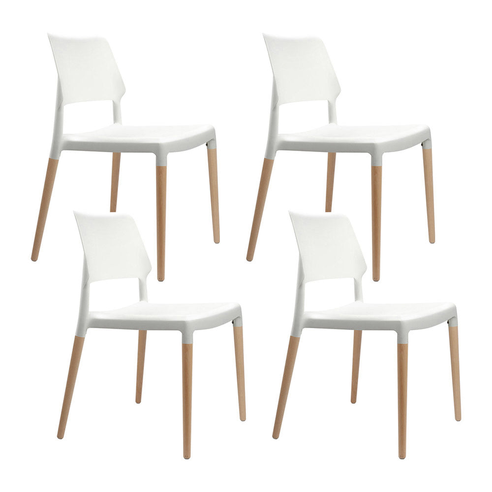 Artiss Set of 4 Wooden Stackable Dining Chairs - White-Furniture &gt; Dining - Peroz Australia - Image - 2