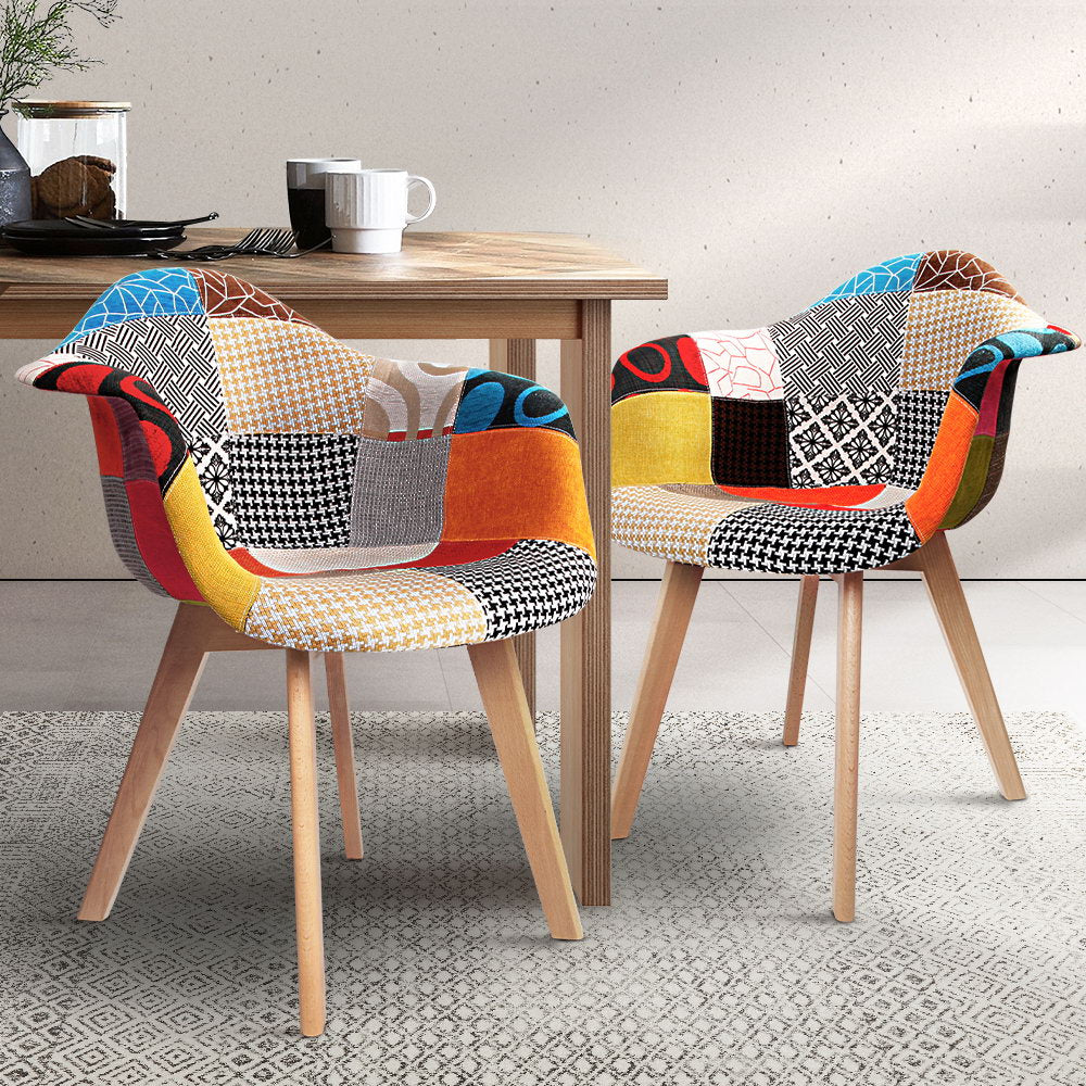 Artiss Set of 2 Fabric Dining Chairs-Furniture &gt; Dining - Peroz Australia - Image - 1