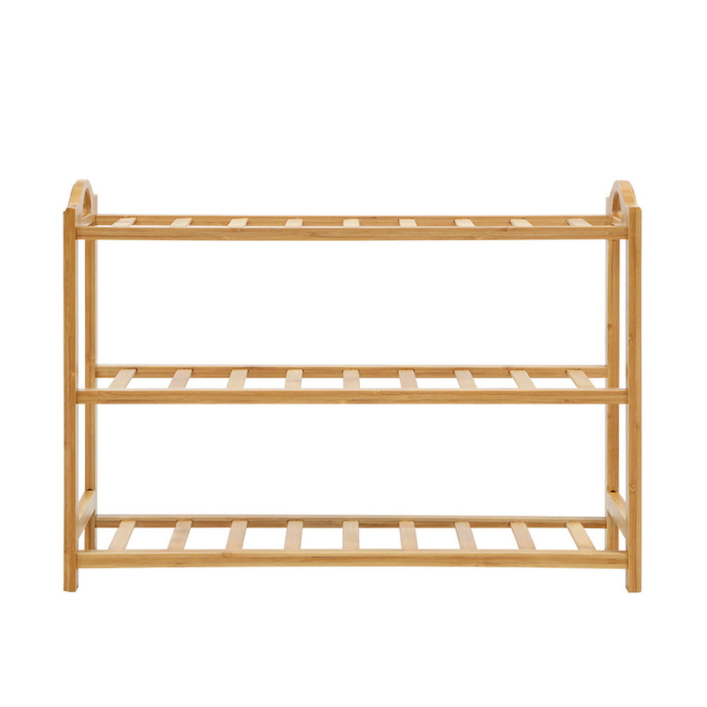 Artiss 3 Tiers Bamboo Shoe Rack Storage Organiser Wooden Shelf Stand Shelves-Furniture > Living Room - Peroz Australia - Image - 4