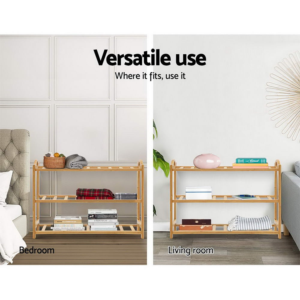 Artiss 3 Tiers Bamboo Shoe Rack Storage Organiser Wooden Shelf Stand Shelves-Furniture > Living Room - Peroz Australia - Image - 8