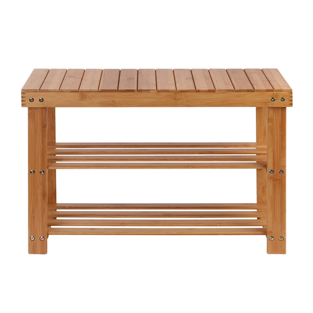 Artiss Bamboo Shoe Rack Wooden Seat Bench Organiser Shelf Stool-Furniture > Living Room - Peroz Australia - Image - 4