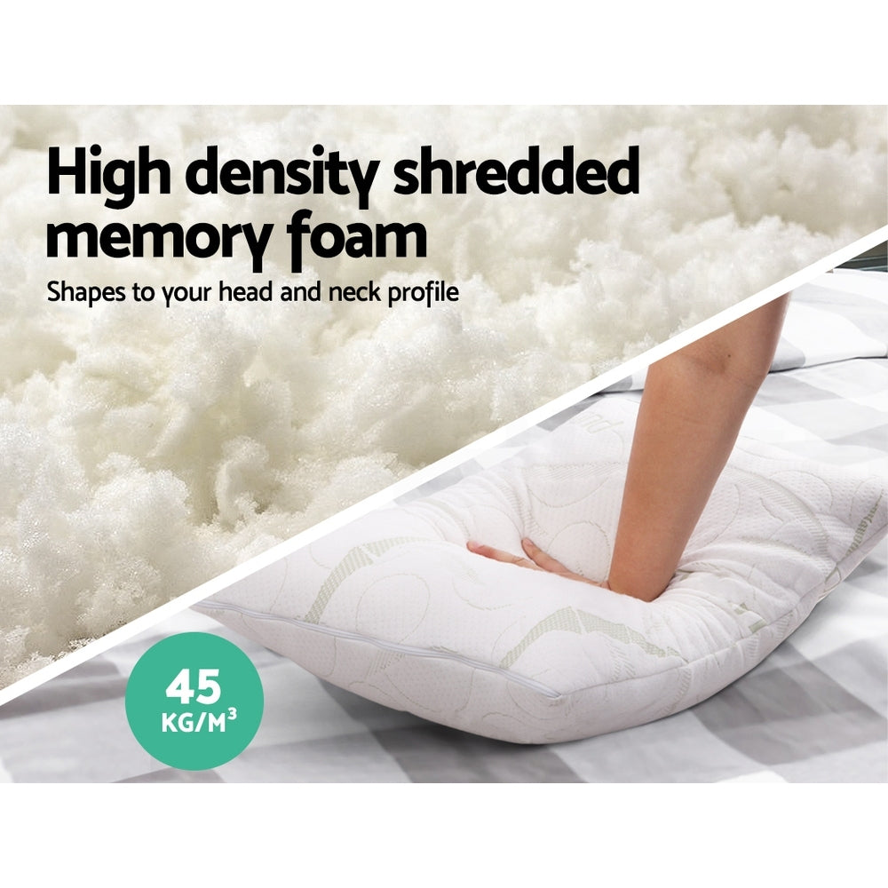 Giselle Bedding Set of 2 Bamboo Pillow with Memory Foam-Home & Garden > Bedding-PEROZ Accessories