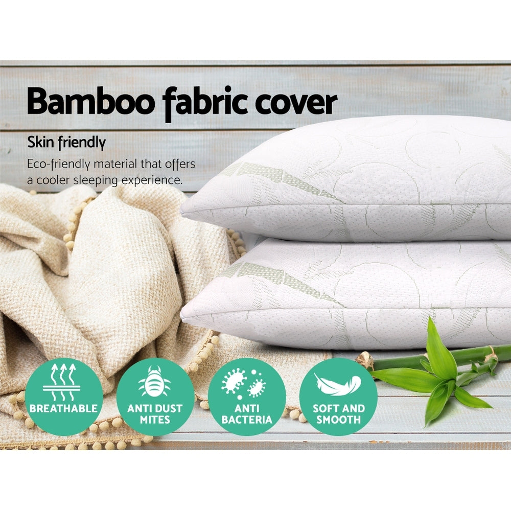 Giselle Bedding Set of 2 Bamboo Pillow with Memory Foam-Home & Garden > Bedding-PEROZ Accessories