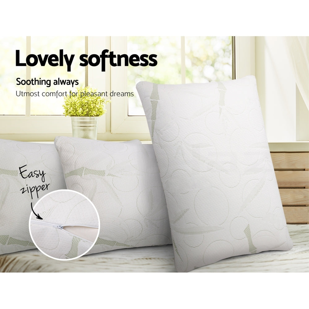 Giselle Bedding Set of 2 Bamboo Pillow with Memory Foam-Home &amp; Garden &gt; Bedding-PEROZ Accessories