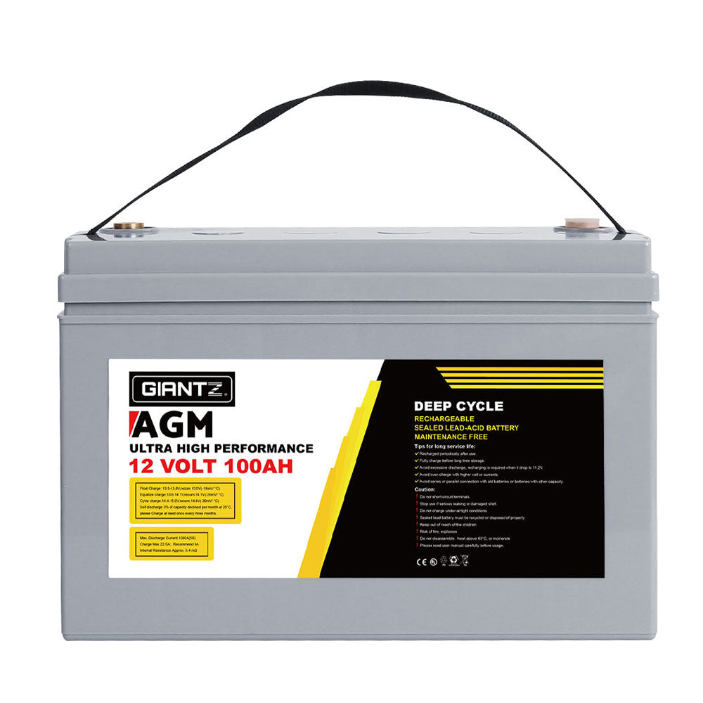 Giantz AGM Deep Cycle Battery 12V 100Ah Marine Sealed Power Portable Solar x2-Auto Accessories > Auto Accessories Others-PEROZ Accessories