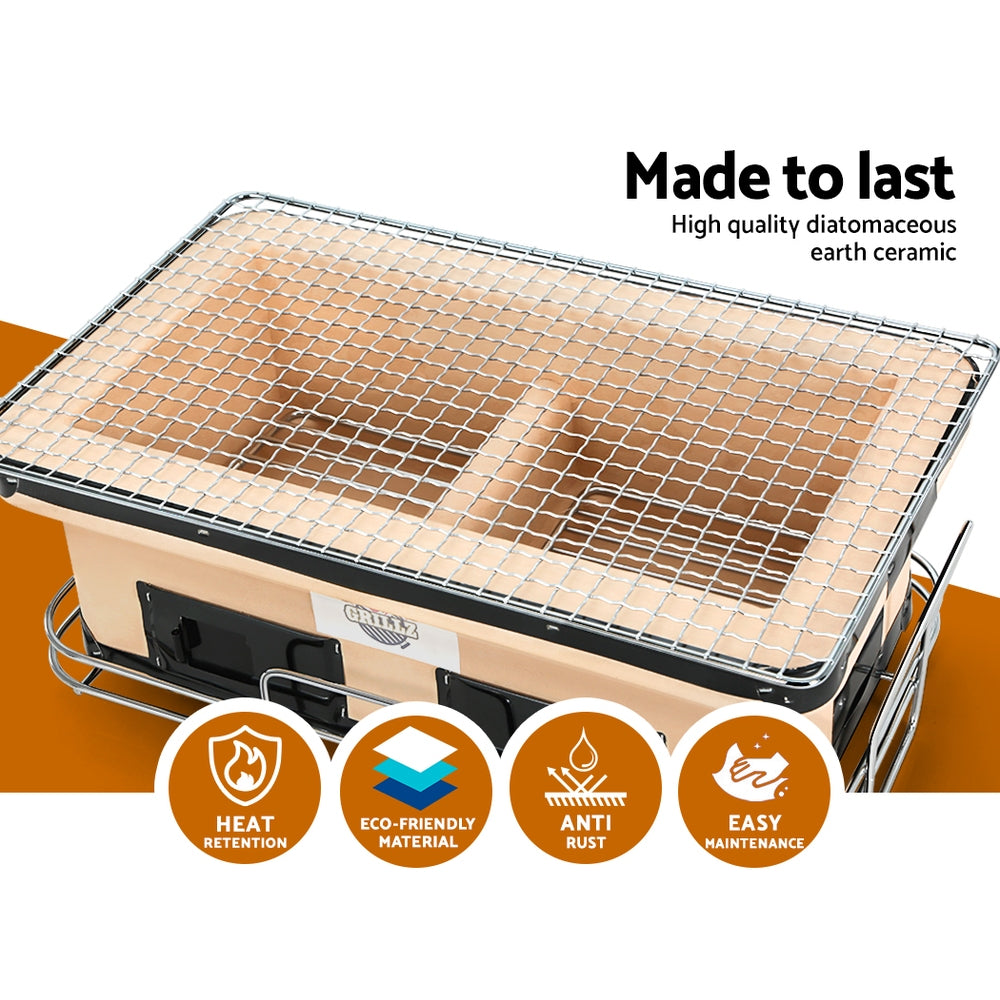 Grillz Ceramic BBQ Grill Smoker Hibachi Japanese Tabletop Charcoal Barbecue-Home & Garden > BBQ-PEROZ Accessories