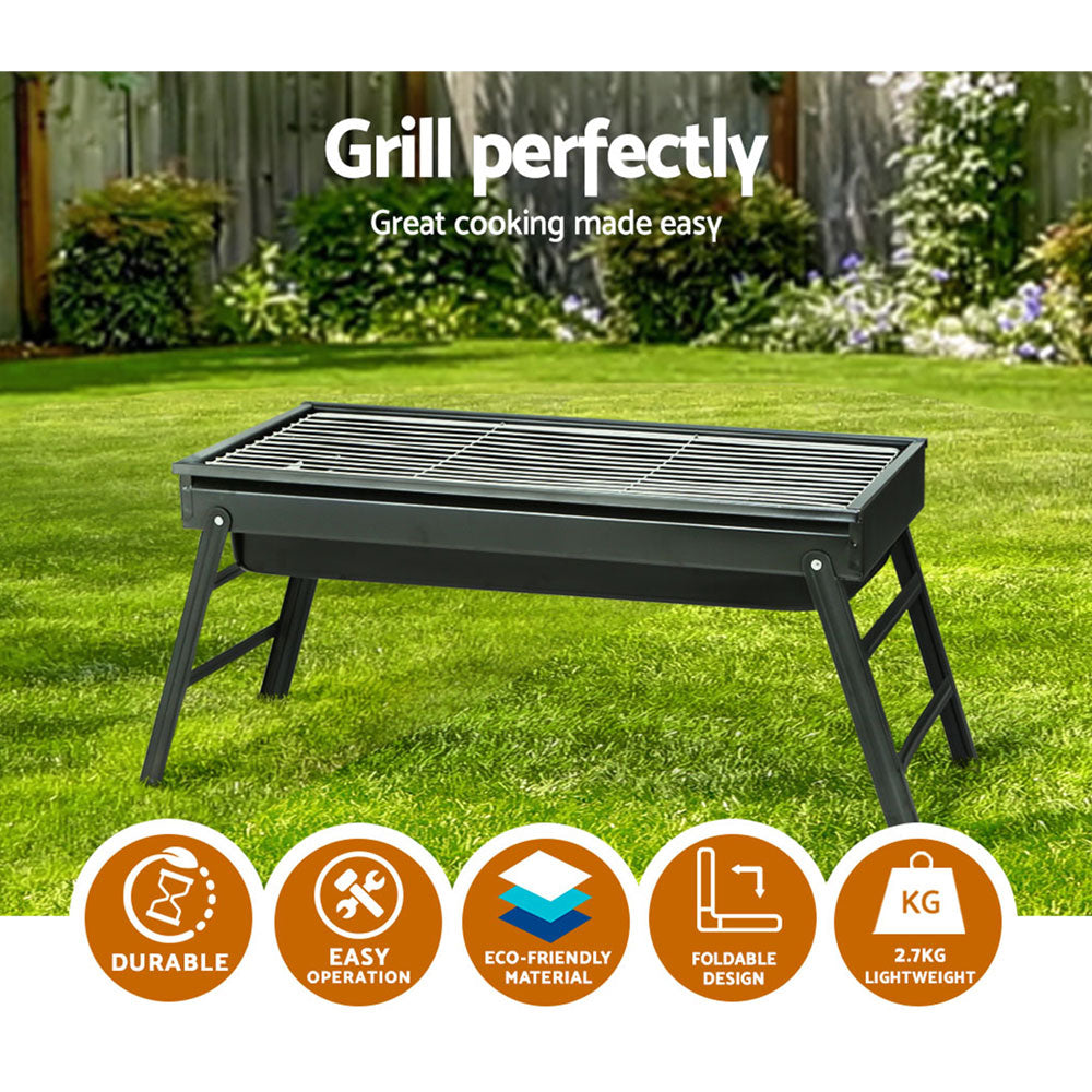 Grillz Charcoal BBQ Grill Smoker Portable Barbecue Outdoor Foldable Camping-Outdoor > Camping-PEROZ Accessories
