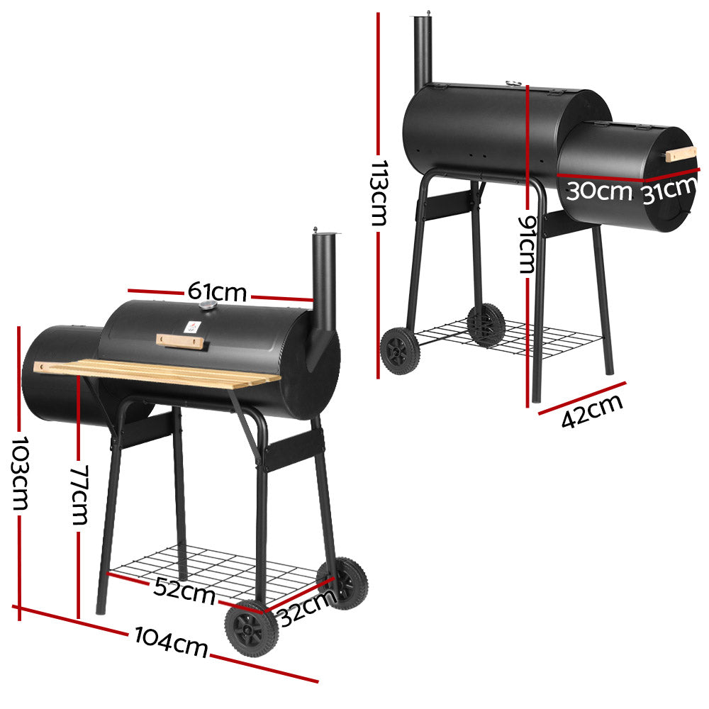Grillz 2-in-1 Offset BBQ Smoker - Black-Home & Garden > BBQ-PEROZ Accessories