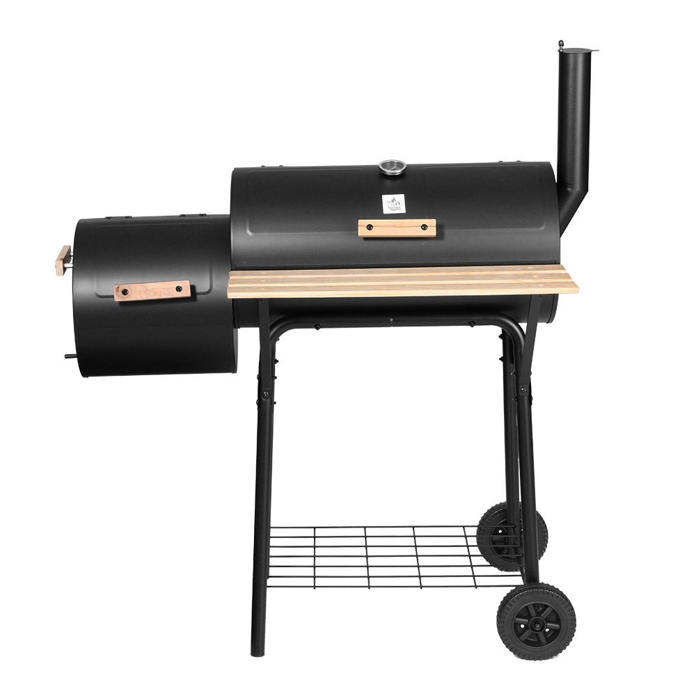 Grillz 2-in-1 Offset BBQ Smoker - Black-Home & Garden > BBQ-PEROZ Accessories