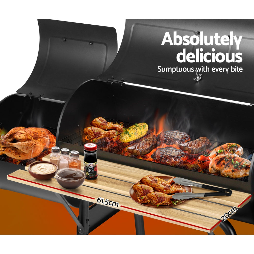 Grillz 2-in-1 Offset BBQ Smoker - Black-Home & Garden > BBQ-PEROZ Accessories