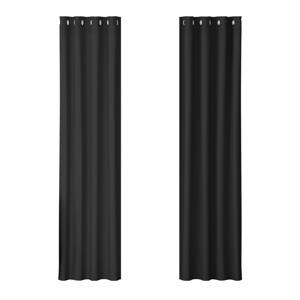 Artiss 2X Blockout Curtains Blackout Window Curtain Eyelet 140x230cm Black-Curtains - Peroz Australia - Image - 2