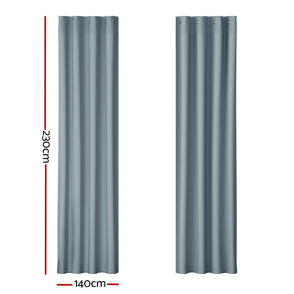 Artiss 2X Blockout Curtains Blackout Window Curtain Eyelet 140x230cm Grey-Curtains - Peroz Australia - Image - 3