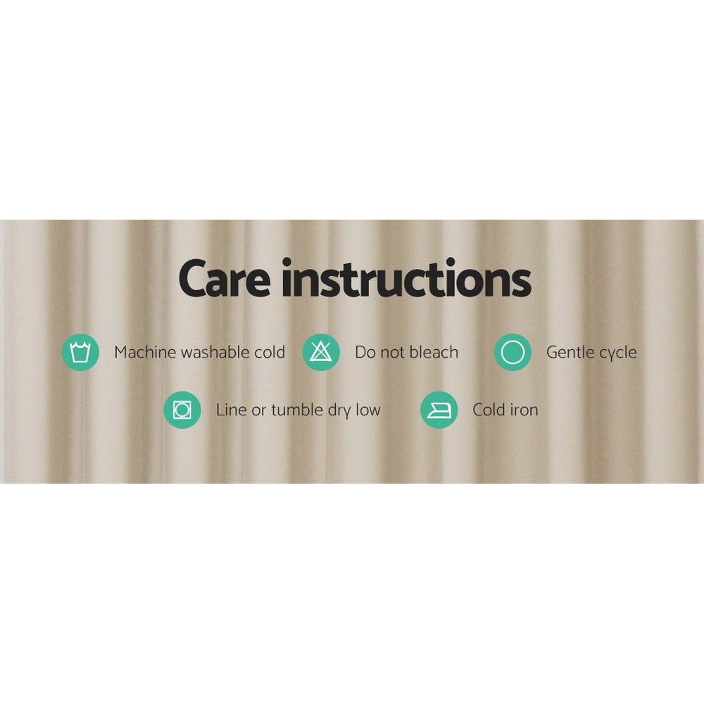 Artiss 2X Blockout Curtains Blackout Window Curtain Eyelet 180x213cm Beige-Curtains - Peroz Australia - Image - 8