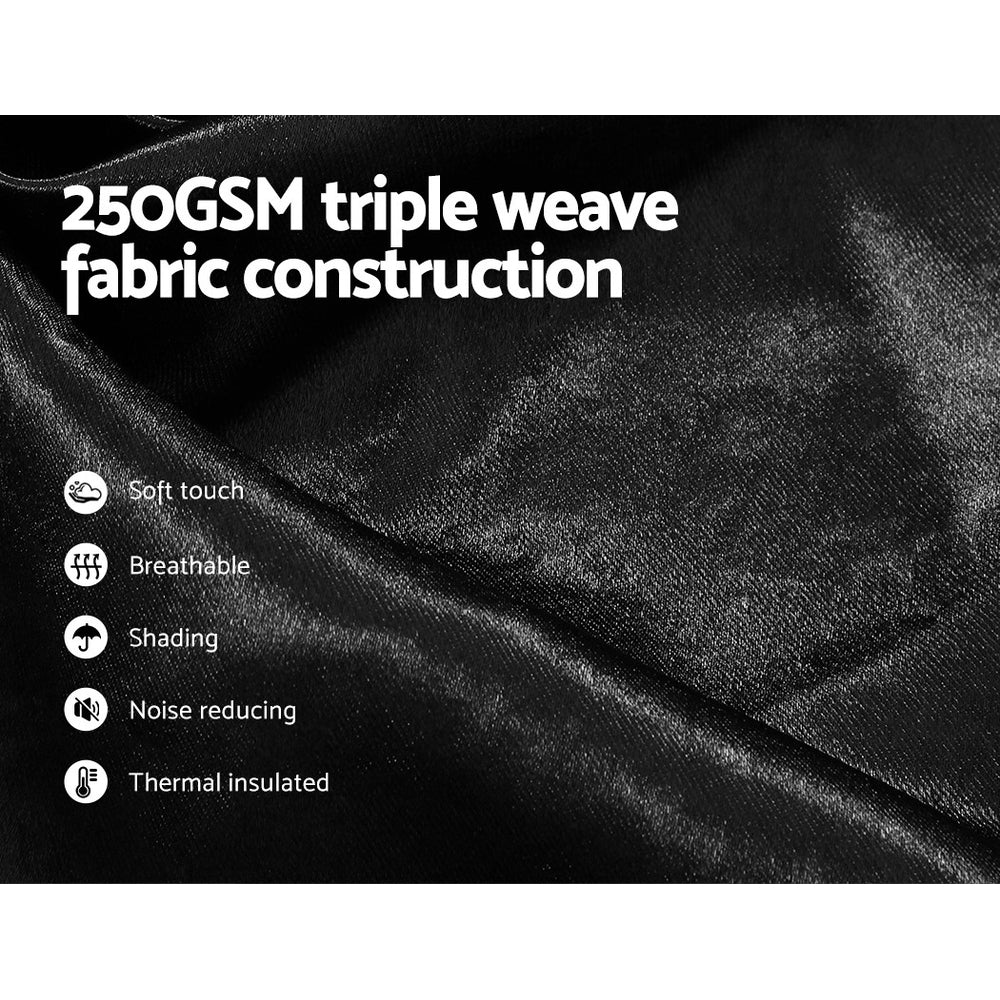 Artiss 2X Blockout Curtains Blackout Window Curtain Eyelet 140x230cm Black-Curtains - Peroz Australia - Image - 6