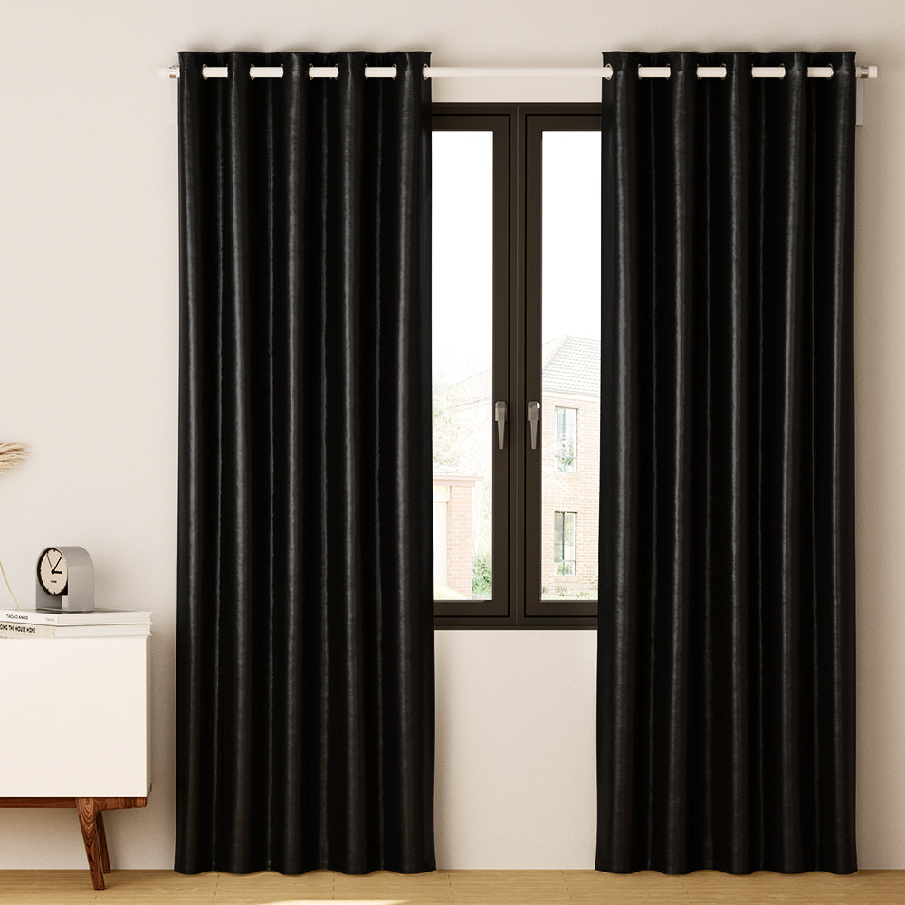 Artiss 2X Blockout Curtains Blackout Window Curtain Eyelet 300x230cm Black-Curtains - Peroz Australia - Image - 8