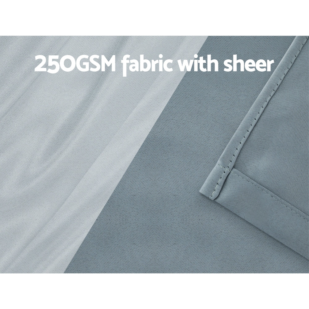 Artiss 2X 132x160cm Blockout Sheer Curtains Light Grey-Home & Garden > Curtains-PEROZ Accessories
