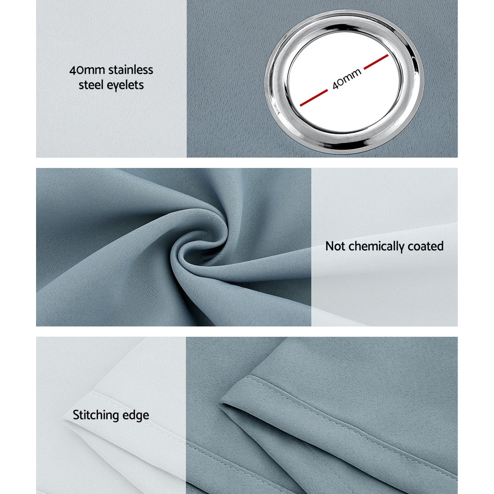 Artiss 2X 132x160cm Blockout Sheer Curtains Light Grey-Home & Garden > Curtains-PEROZ Accessories