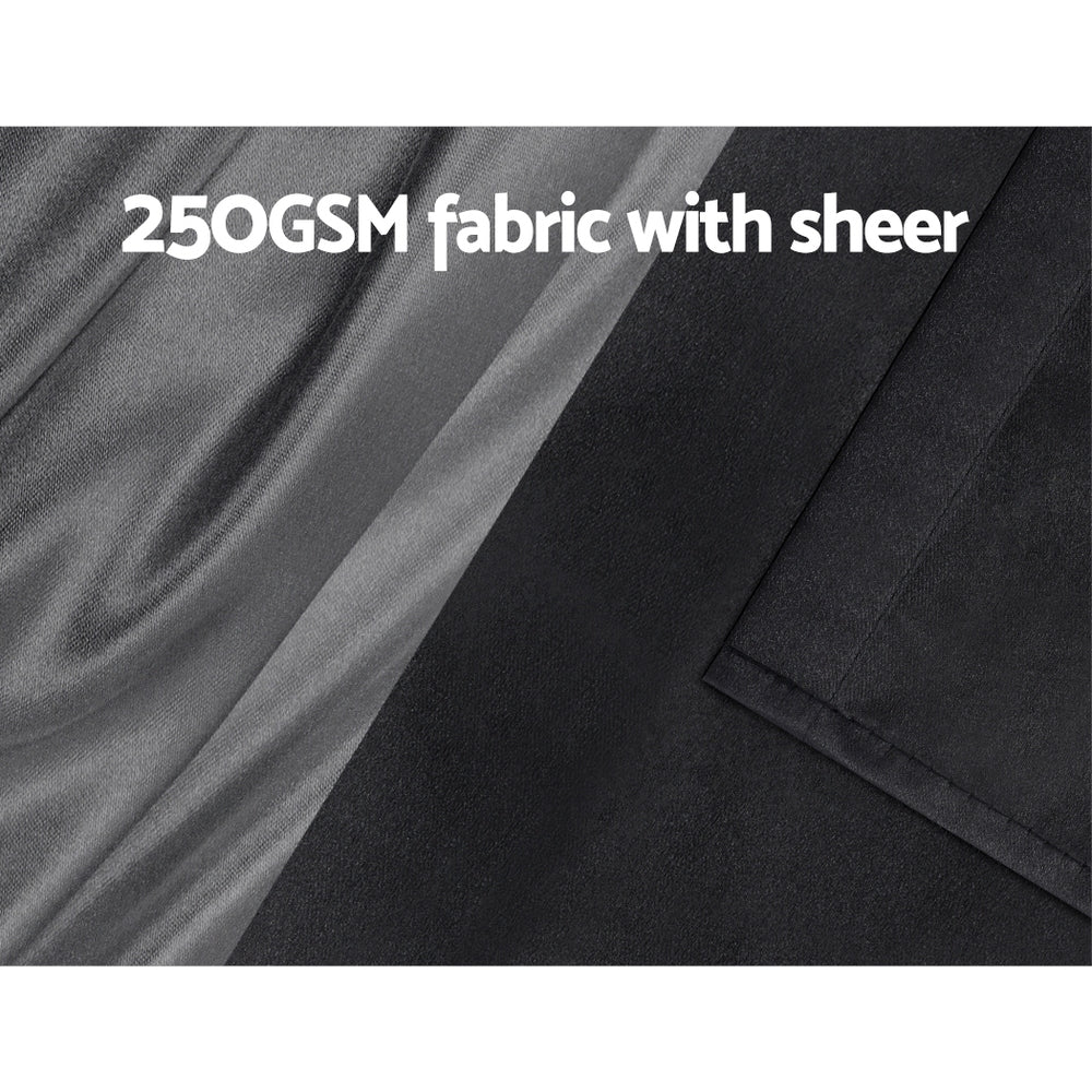 Artiss 2X 132x274cm Blockout Sheer Curtains Black-Home & Garden > Curtains-PEROZ Accessories