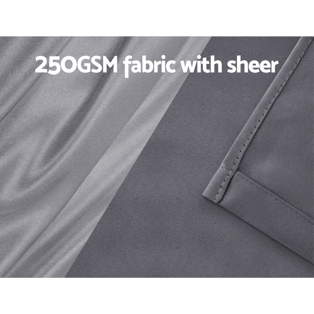 Artiss 2X 132x304cm Blockout Sheer Curtains Charcoal-Home & Garden > Curtains-PEROZ Accessories
