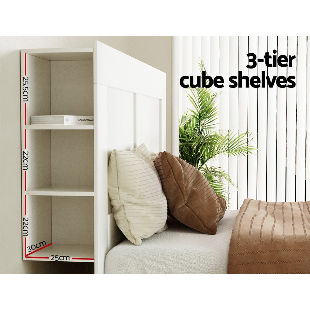 Artiss Bed Frame King Size Bed Head with Shelves Headboard Bedhead Base White-Furniture > Bedroom-PEROZ Accessories