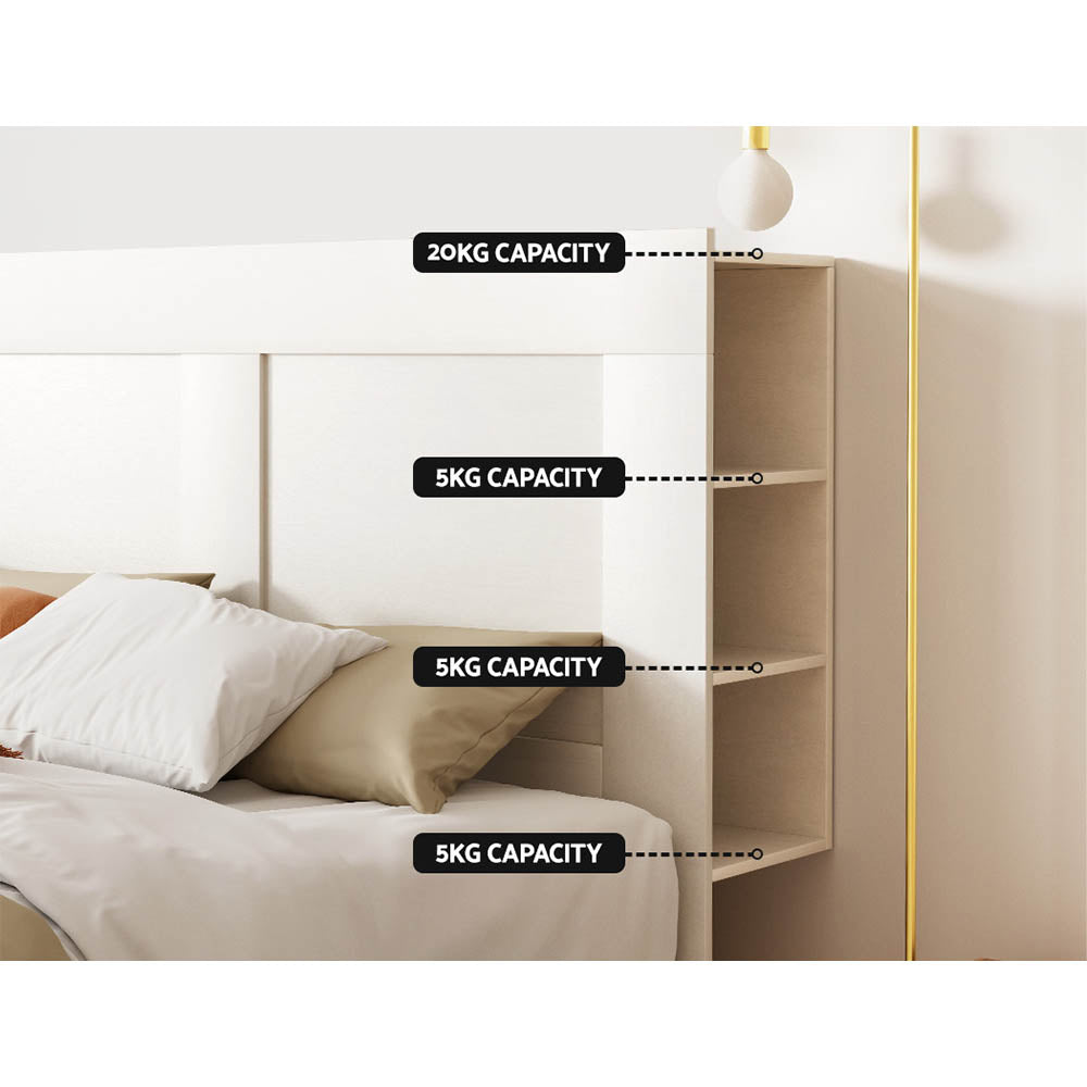 Artiss Bed Frame Double Size Bed Head with Shelves Headboard Bedhead Base White-Furniture > Bedroom-PEROZ Accessories