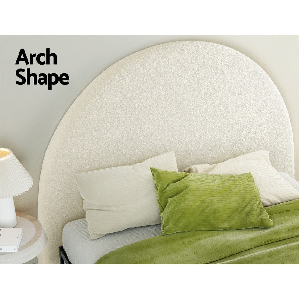 Artiss Bed Frame Double Size Bed Head Boucle Headboard Bedhead Base GREI White-Furniture > Bedroom-PEROZ Accessories
